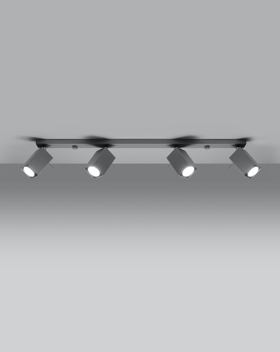 Plafond MERIDA 4L grå + 4x LED-lampa GU-10 4000K kall 7W 630lm