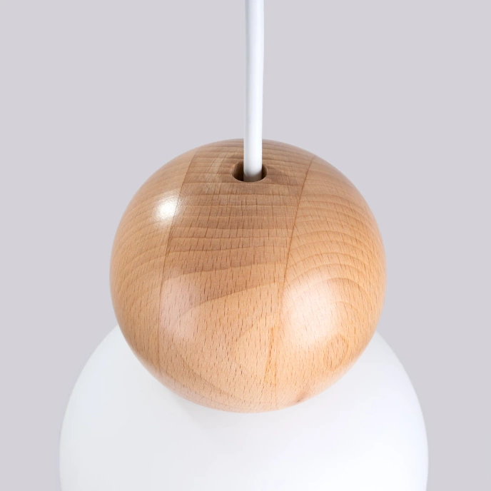 Lampada a sospensione PEKKA 1 bianco/legno naturale