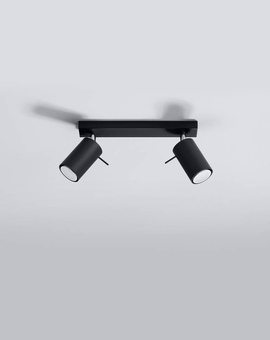 Plafond RING 2 svart + 2x LED-lampa GU-10 3000K varm 7W 620lm