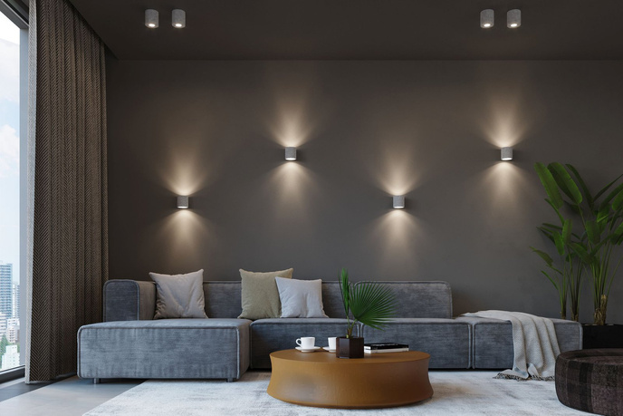 Plafond ORBIS betong + 1x LED-lampa GU-10 3000K varm 7W 620lm