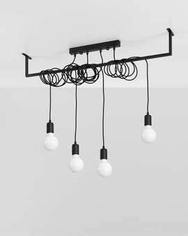 Ljuskrona SALAMANCA 4 svart + 4x LED-lampa E27 3000K varm 7,5W 620lm