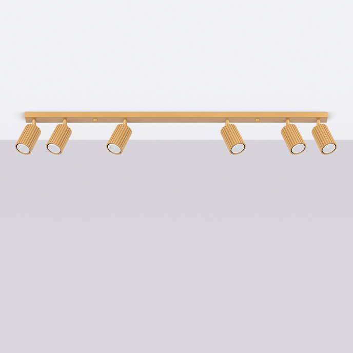 Plafond KARBON 6L guld + 6x LED-lampa GU-10 3000K varm 7W 510lm