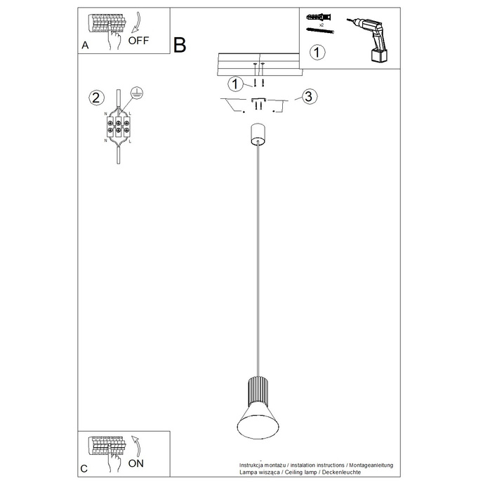 Pendellampa ESTRIA 1 vit/ultramarin