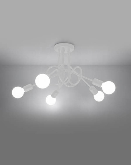 Ljuskrona SUPEŁ 5 vit + 5x LED-lampa E27 3000K varm 7,5W 620lm