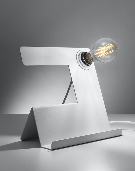 Skrivbordslampa INCLINE vit + 1x LED-glödlampa E27 3000K varm 7,5W 620lm