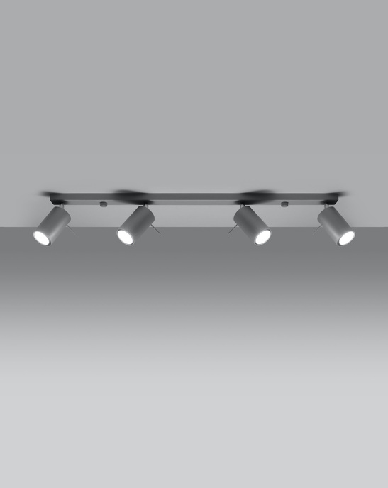 Plafond RING 4L Grå + 4x LED-lampa GU-10 3000K Varm 7W 620lm