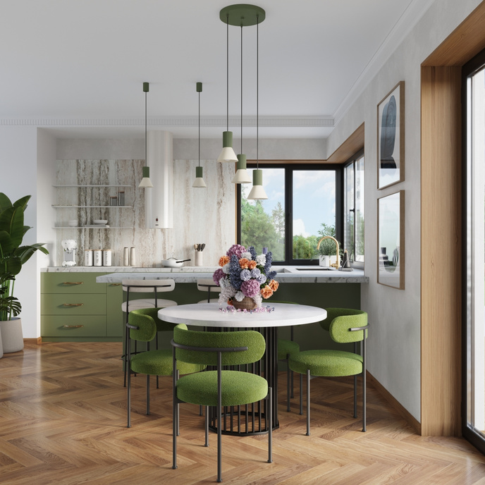 Pendellampa ESTRIA 1 beige/olivgrön