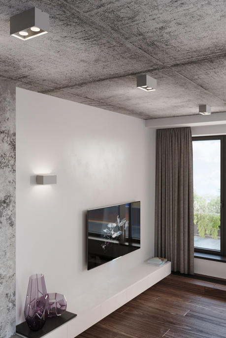 Plafond QUAD MAXI grå + 2x LED-lampa GU-10 3000K varm 7W 620lm