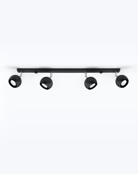 Plafond OCULARE 4L svart + 4x LED-lampa GU-10 4000K kall 7W 630lm
