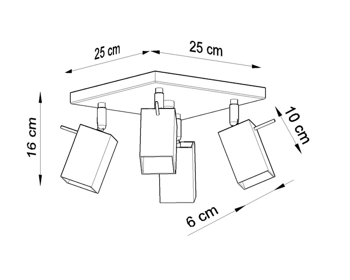 Plafond MERIDA 4 vit +4x LED-lampa GU-10 3000K varm 7W 620lm