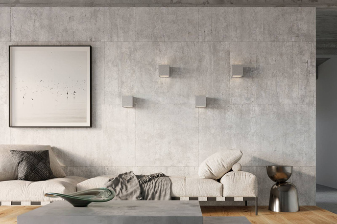 Vägglampa LEO betong + 1x LED-lampa E27 3000K varm 7,5W 620lm