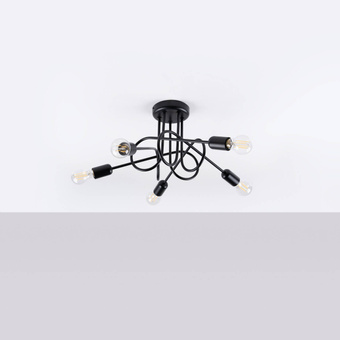 Ljuskrona SUPEŁ 5 svart + 5X LED-lampa E27 3000K 7W 760lm