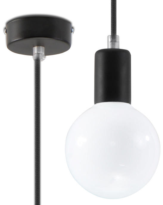 EDISON taklampa svart +1x LED-lampa E27 4000K Kall 7,5W 650lm
