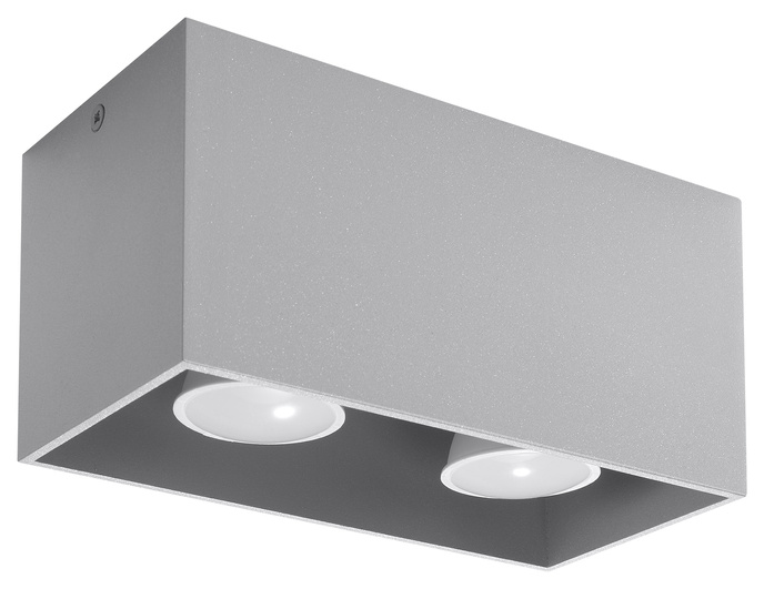 Plafond QUAD MAXI grå + 2x LED-lampa GU-10 3000K varm 7W 620lm