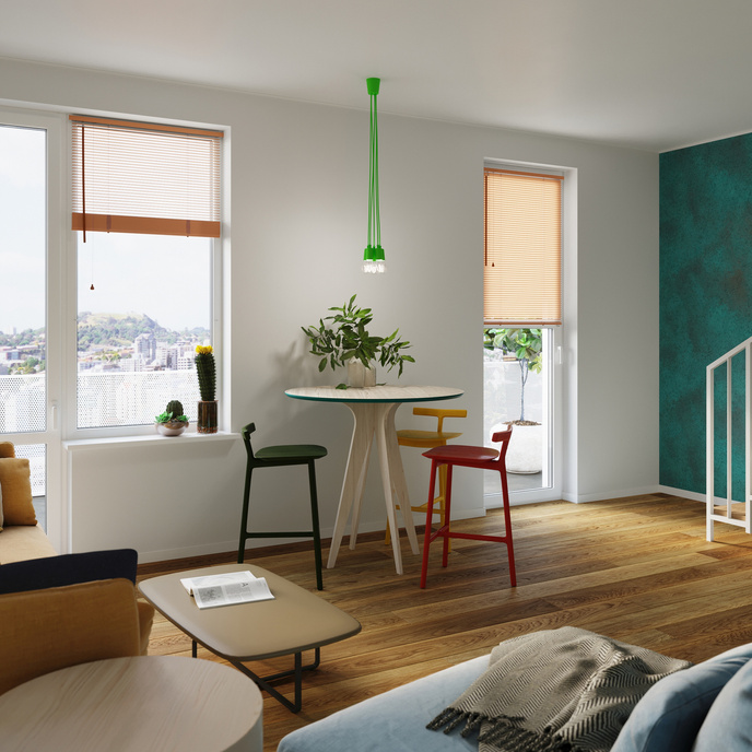 DIEGO 1 grön taklampa + 1x LED-lampa E27 3000K varm 7,5W 620lm