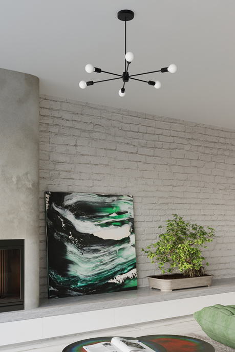 Ljuskrona LANGO 5 svart + 5x LED-lampa E27 4000K Kall 7,5W 650lm