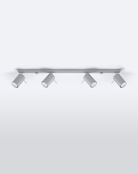 Plafond RING 4L Grå + 4x LED-lampa GU-10 3000K Varm 7W 620lm