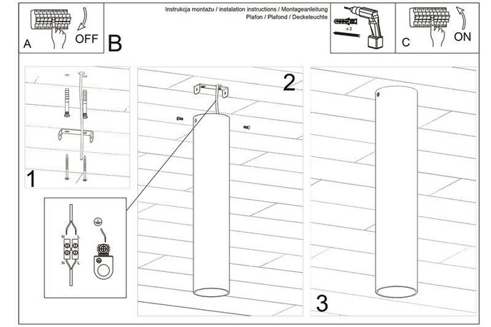 Plafond LAGOS 20 vit + 1x LED-lampa GU-10 4000K kall 7W 630lm