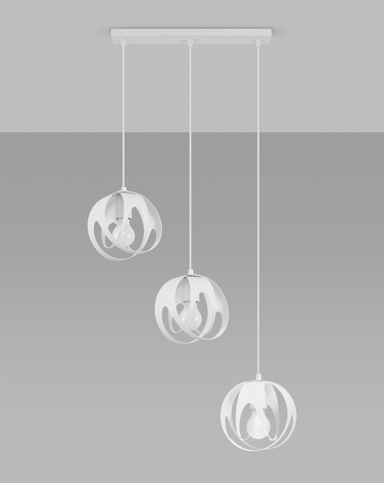 TULOS 3L taklampa vit + 3x LED-lampa E27 3000K varm 7,5W 620lm