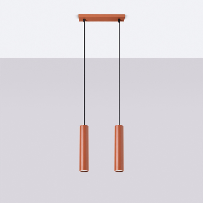 LAGOS 2 st ockraröd taklampa + 2x GU-10 3000K varm 7W 510lm LED-lampa