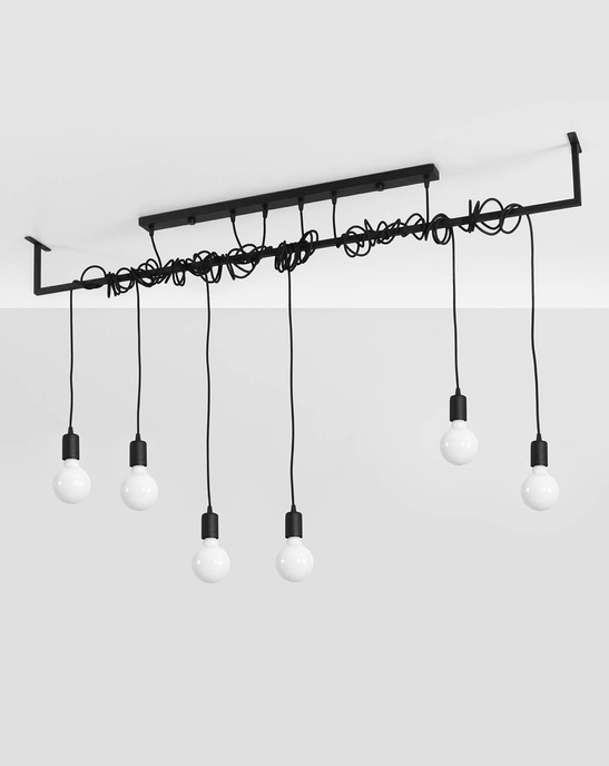 Ljuskrona SALAMANCA 6 svart + 6x LED-lampa E27 4000K Kall 7,5W 650lm