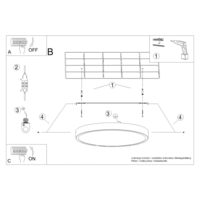 Taklampa ONYX 30 svart LED 3000K