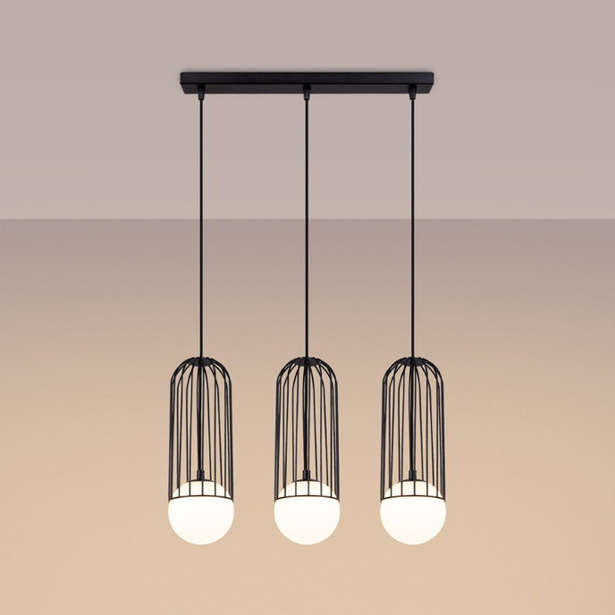 BRINA 3L taklampa svart + 3x LED-lampa G9 4000K kall 4,5W 460lm