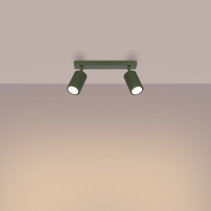 Plafond KARBON 2 olivgrön + 2x LED-lampa GU-10 3000K varm 7W 510lm