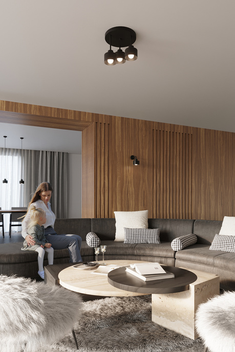 Plafond SAVAR 3 svart + 3x LED-lampa E27 3000K varm 7,5W 620lm