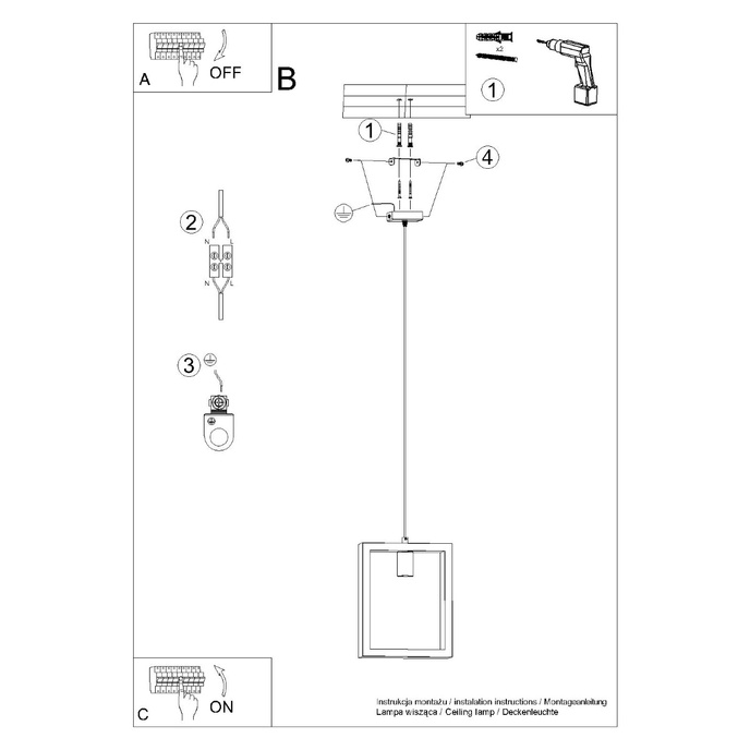 ARIES taklampa vit + 1x LED-lampa E27 4000K Kall 7,5W 690lm