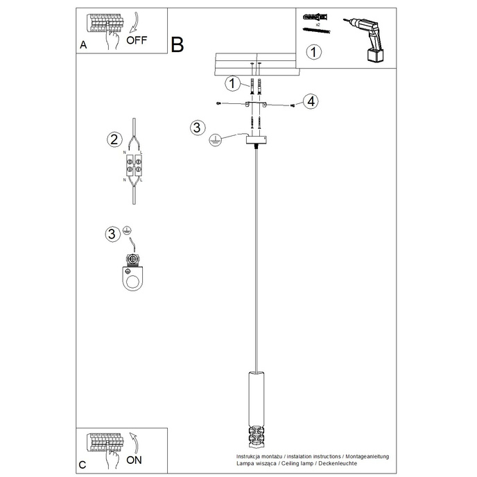 Pendellampa LIRO 1 vit + 1X LED-lampa GU-10 4000K Cold 7W 530lm