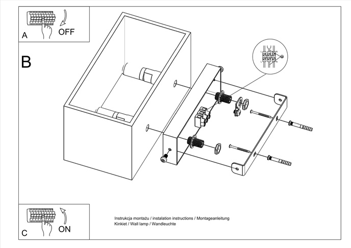 Vägglampa QUAD MAXI svart + 2x LED-lampa G9 3000K varm 4,5W 510lm