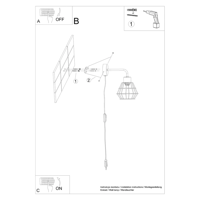 Vägglampa SUBA svart