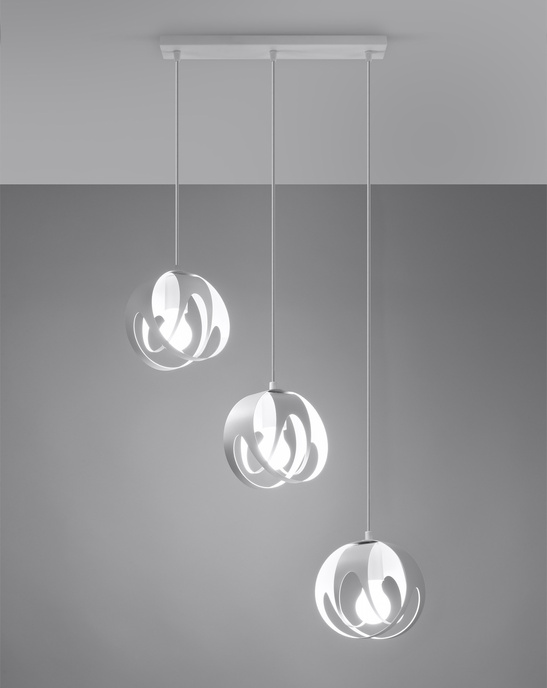 TULOS 3L taklampa vit + 3x LED-lampa E27 3000K varm 7,5W 620lm