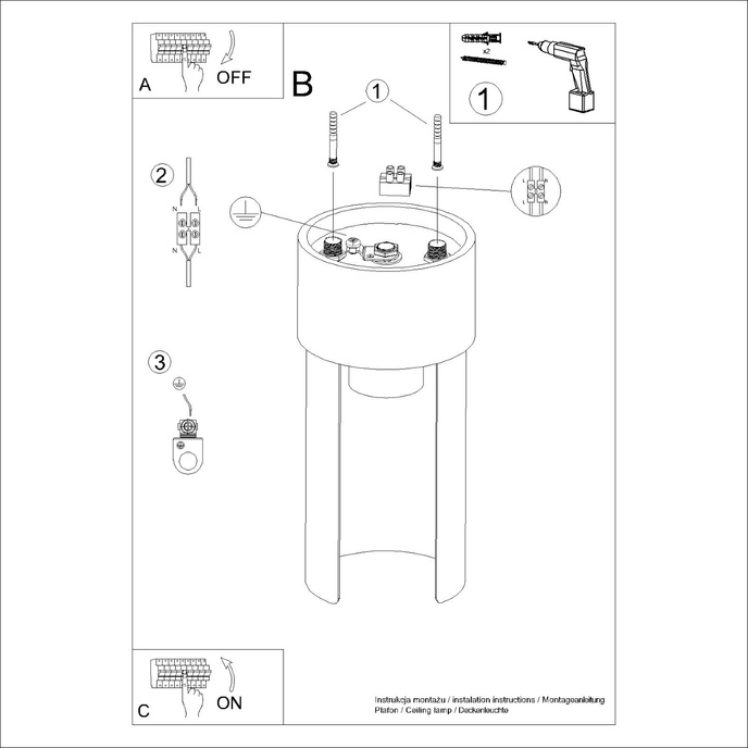 Plafond FLASH vit + 1x LED-glödlampa E27 3000K 7W 760lm