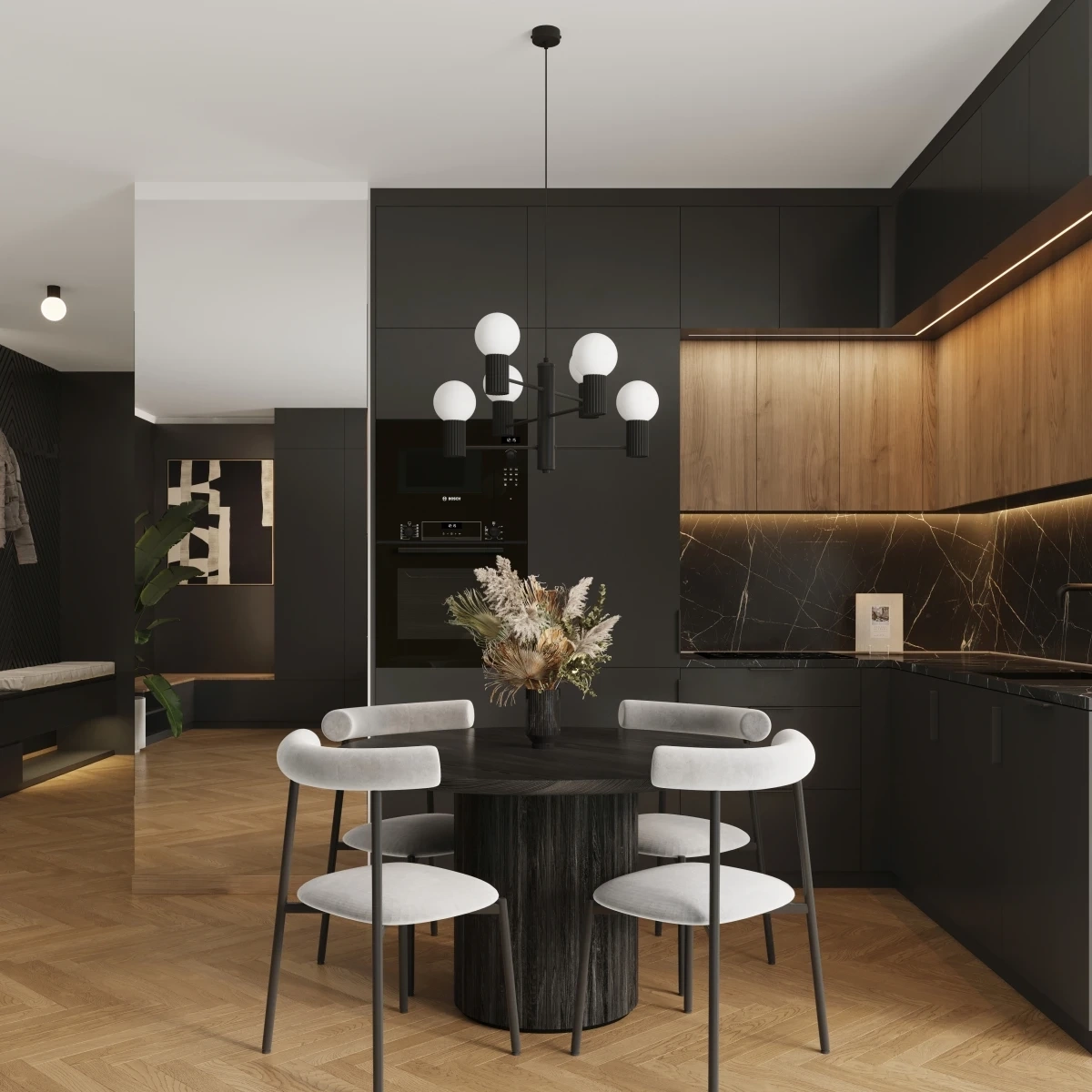 Ljuskrona HALO 6 svart