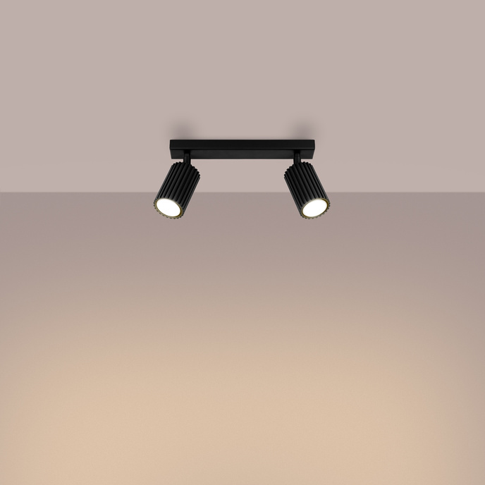 Plafond KARBON 2 svart + 2x LED-lampa GU-10 4000K Kall 7W 530lm