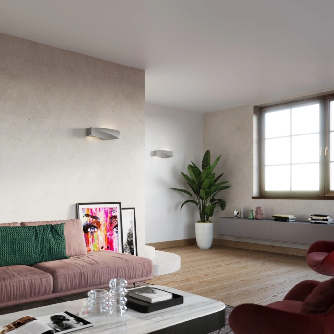 Vägglampa keramik SIGMA grå