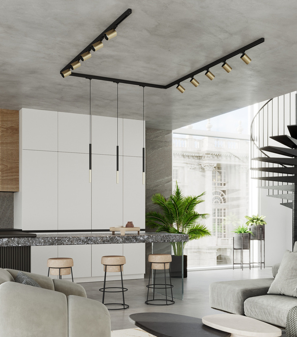 Taklampa/pendel, 13 spotlights, 3-fas strömskenor, TIVA/MOZICA