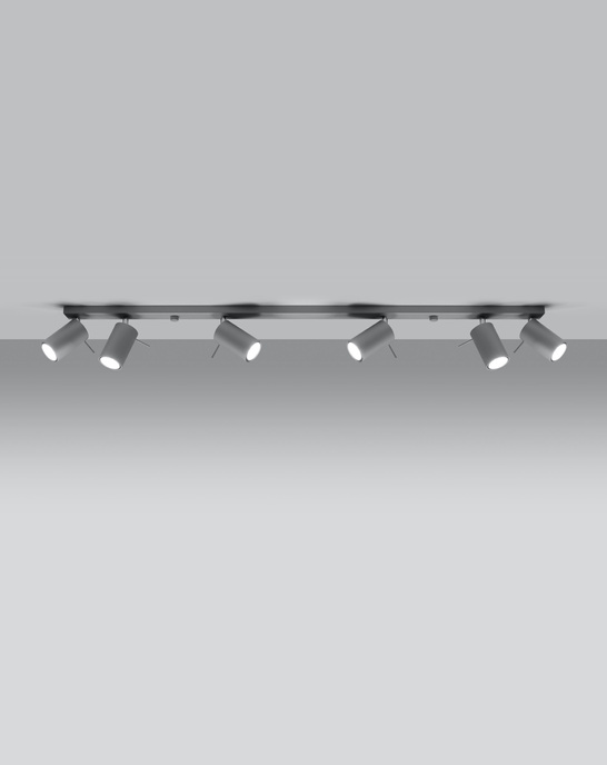 Plafond RING 6L grå + 6x LED-lampa GU-10 3000K varm 7W 620lm