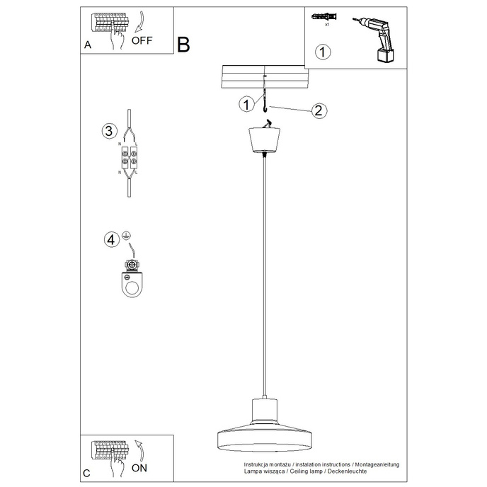 BILO ockraröd taklampa + 1x LED-lampa E27 3000K varm 7,5W 620lm