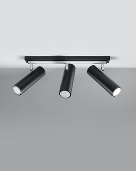 Plafond DIREZIONE 3 svart + 3x LED-lampa GU-10 3000K varm 7W 620lm