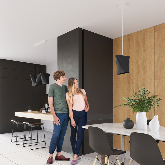 Ljuskrona BLUM 1 svart + 1x LED-lampa E27 3000K varm 7,5W 620lm