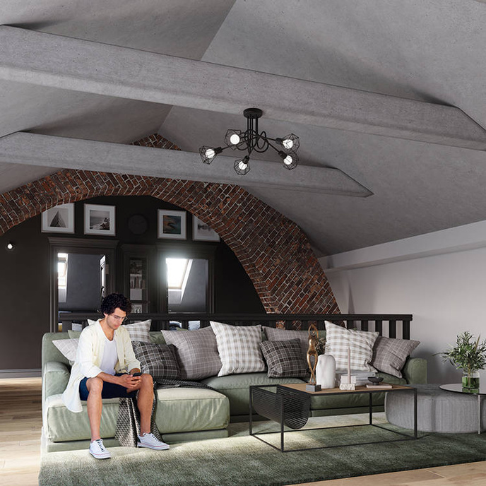 Plafond ARTEMIS 2 svart + 2x LED-lampa E14 3000K varm 7,5W 620lm