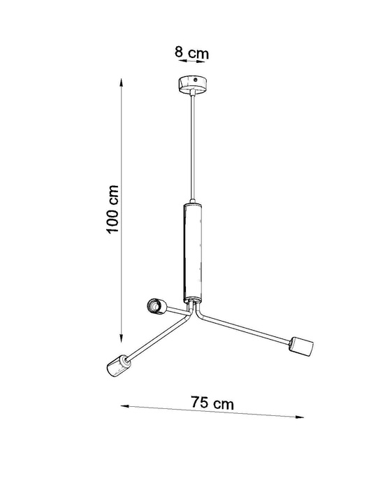DUOMO 3D-ljuskrona + 3x LED-lampa E27 4000K Cold 7,5W 650lm