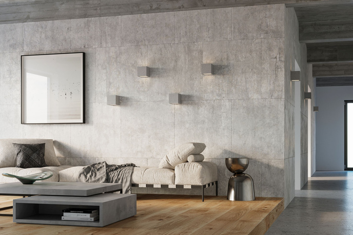 Vägglampa LEO betong + 1x LED-lampa E27 3000K varm 7,5W 620lm