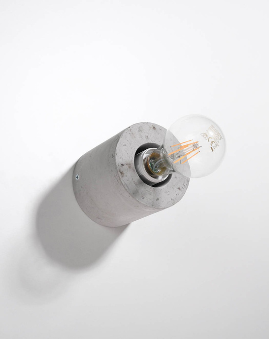 Vägglampa SALGADO betong + 1x LED-lampa E27 4000K Kall 7,5W 650lm