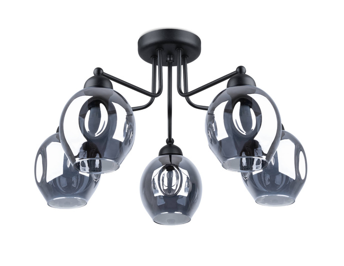 Ljuskrona FILLAN 5 svart + 5x LED-lampa E27 4000K Kall 7,5W 690lm