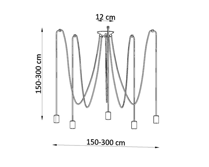 Pendellampa EDISON 5 svart + 5x LED-lampa E27 3000K varm 7,5W 620lm