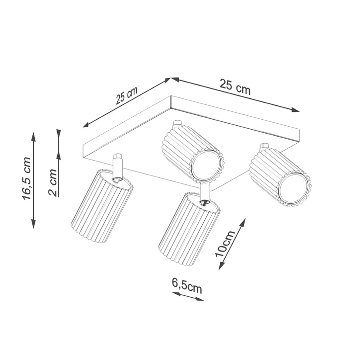 Plafond KARBON 4 beige + 4x LED-lampa GU-10 4000K Kall 7W 530lm